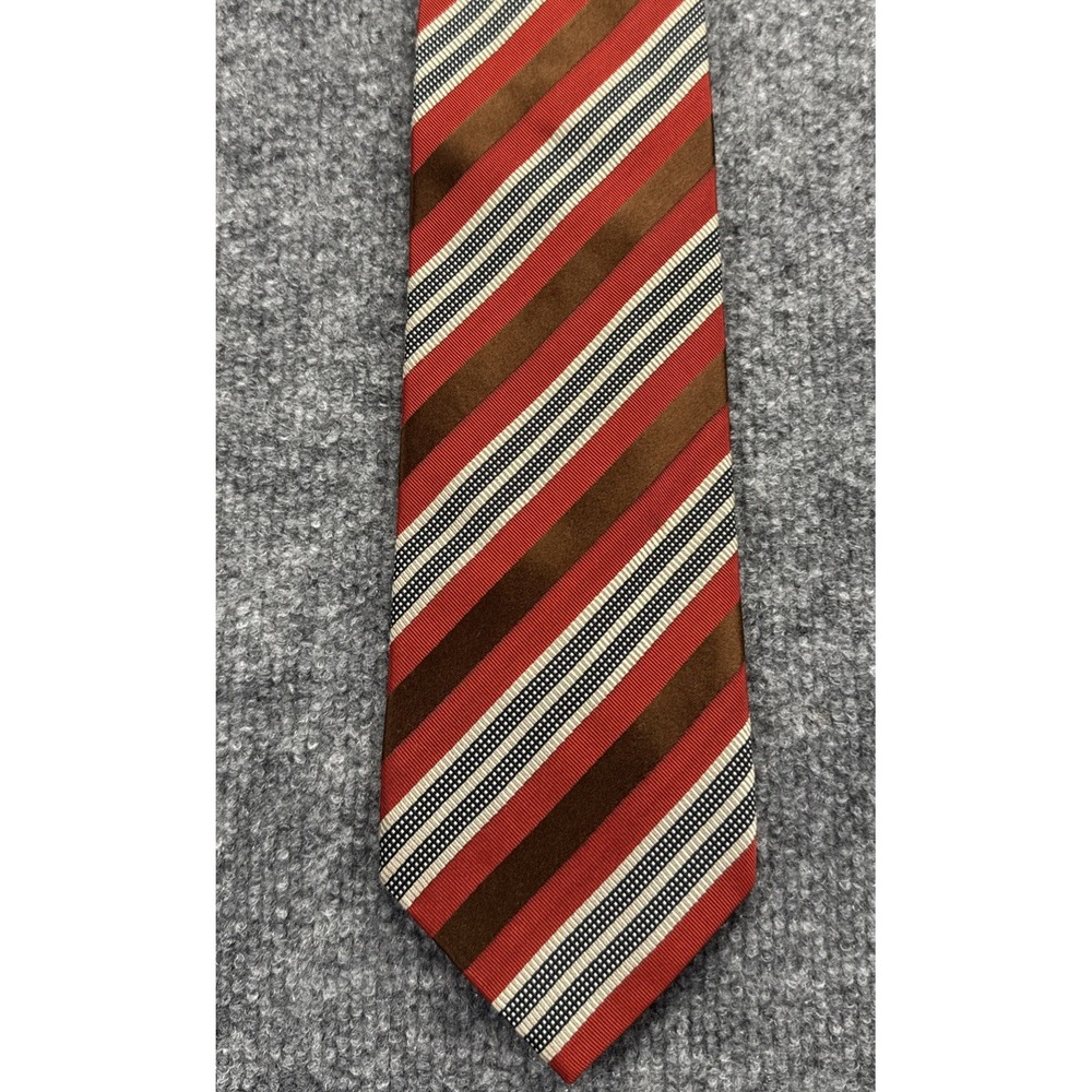 ERMENEGILDO ZEGNA /Ultra Luxury Orange, Brown, Tan & Black Repp Stripe Silk